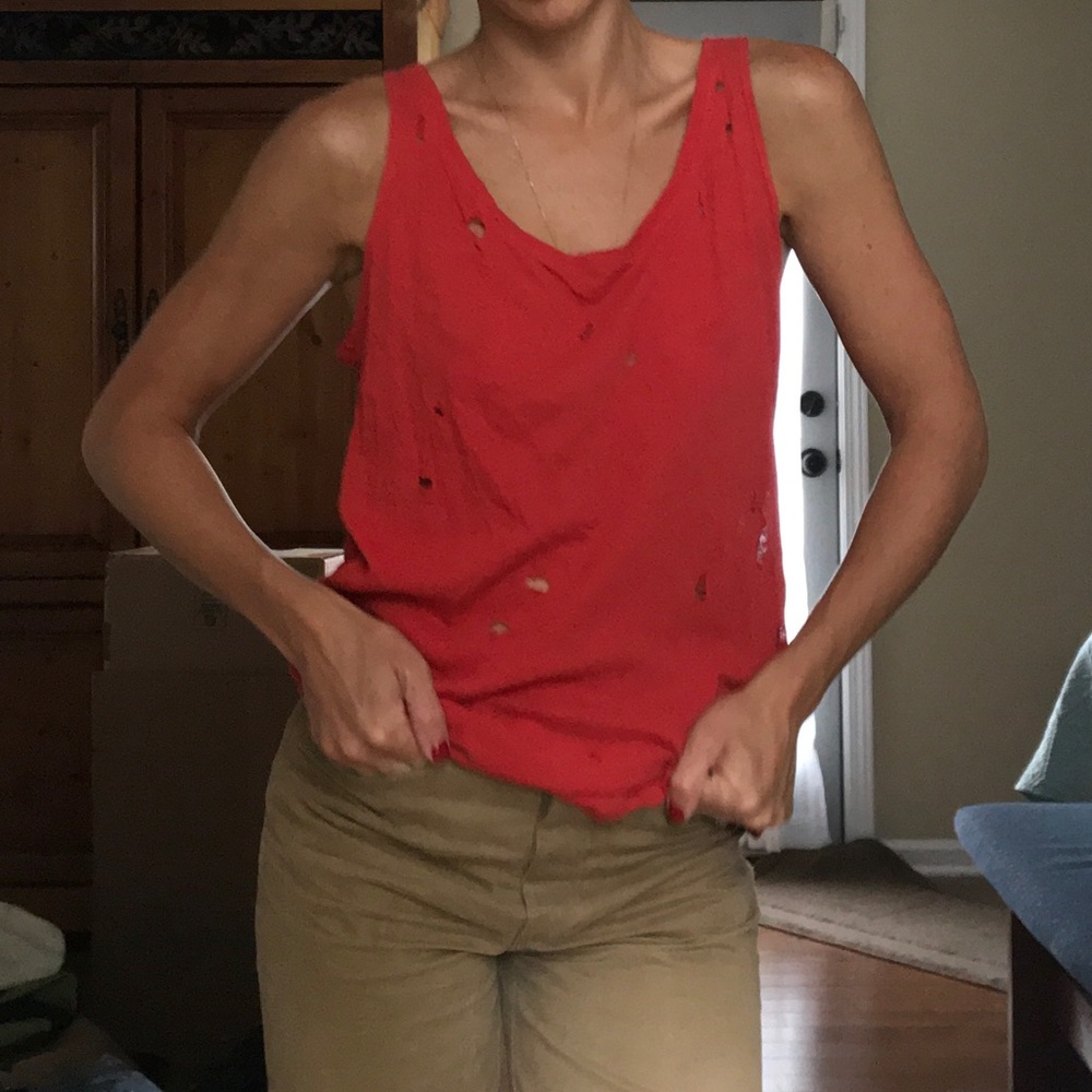 Alice and Olivia cherry thrashed tank